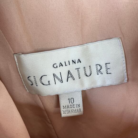 GALINA SIGNATURE Charmeuse Tank V-Neck Dress with Slit Sand Size 10 Bridesmaid - Picture 5 of 8